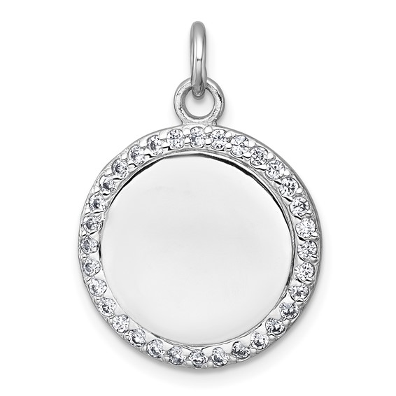 Sterling Silver CZ Engravable Pendants