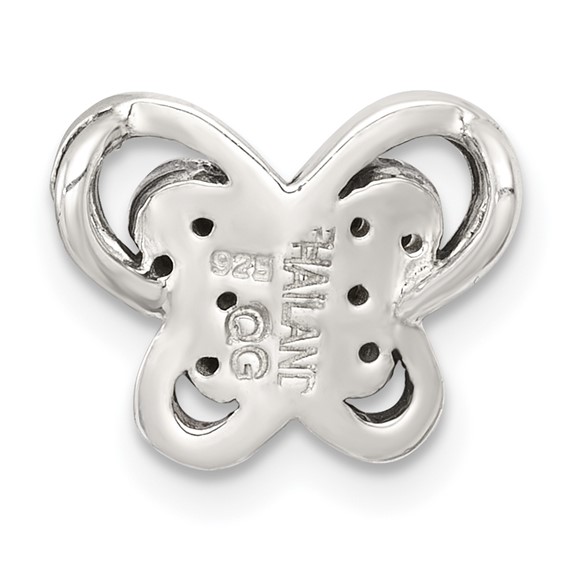 Sterling Silver Antiqued Marcasite Butterfly Chain Slide Pendant