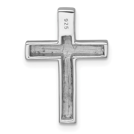 Sterling Silver Rhodium-plated Polished Enameled Latin Cross Chain Slide Pendant