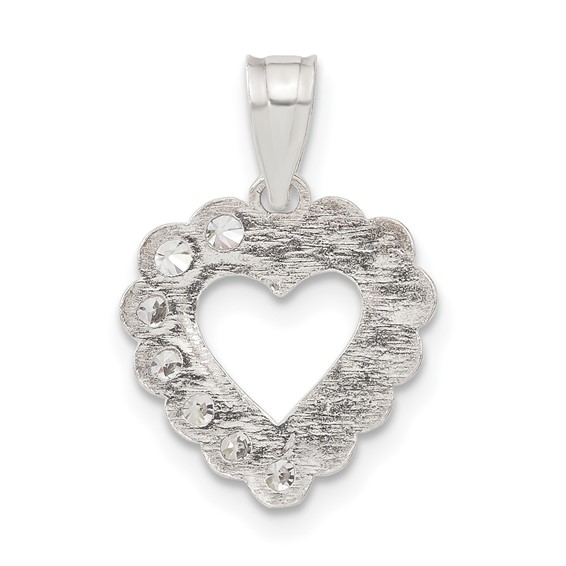 Sterling Silver Beaded CZ Heart Pendant