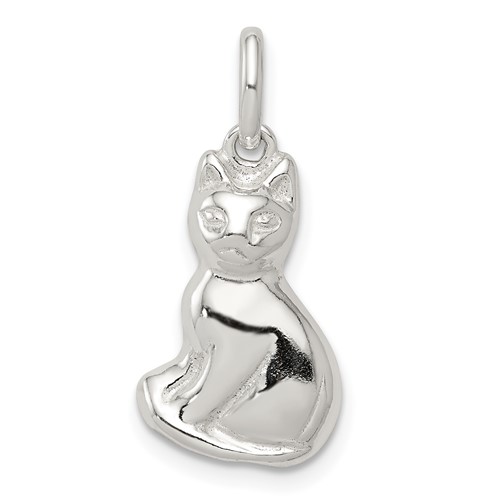 Sterling Silver Polished Cat Charm