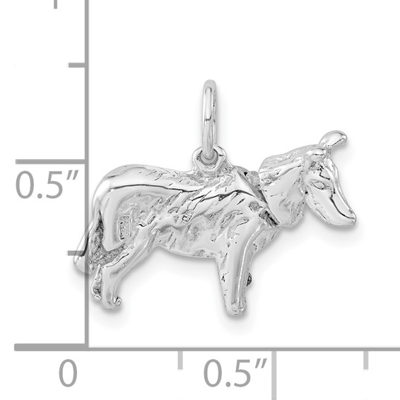 Sterling Silver 3-D Polished Collie Dog Charm