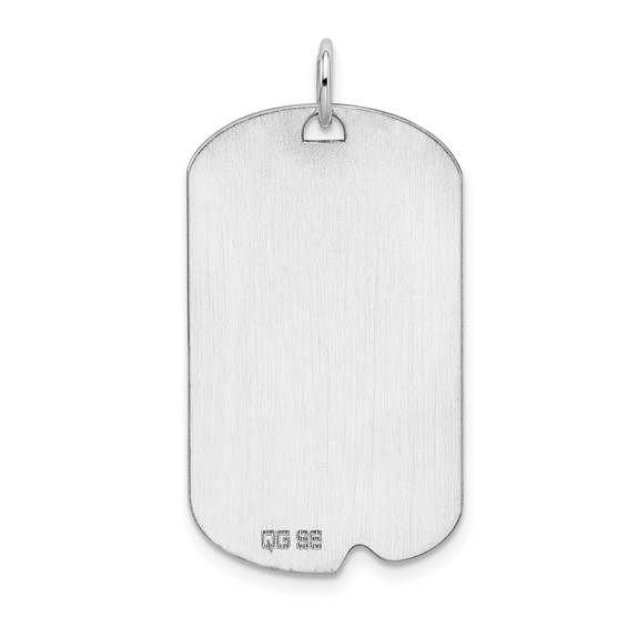 SSilver Rhodium-plated Polished Front/Satin Back Engravable Dog Tag