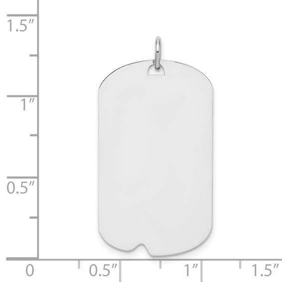 SSilver Rhodium-plated Polished Front/Satin Back Engravable Dog Tag