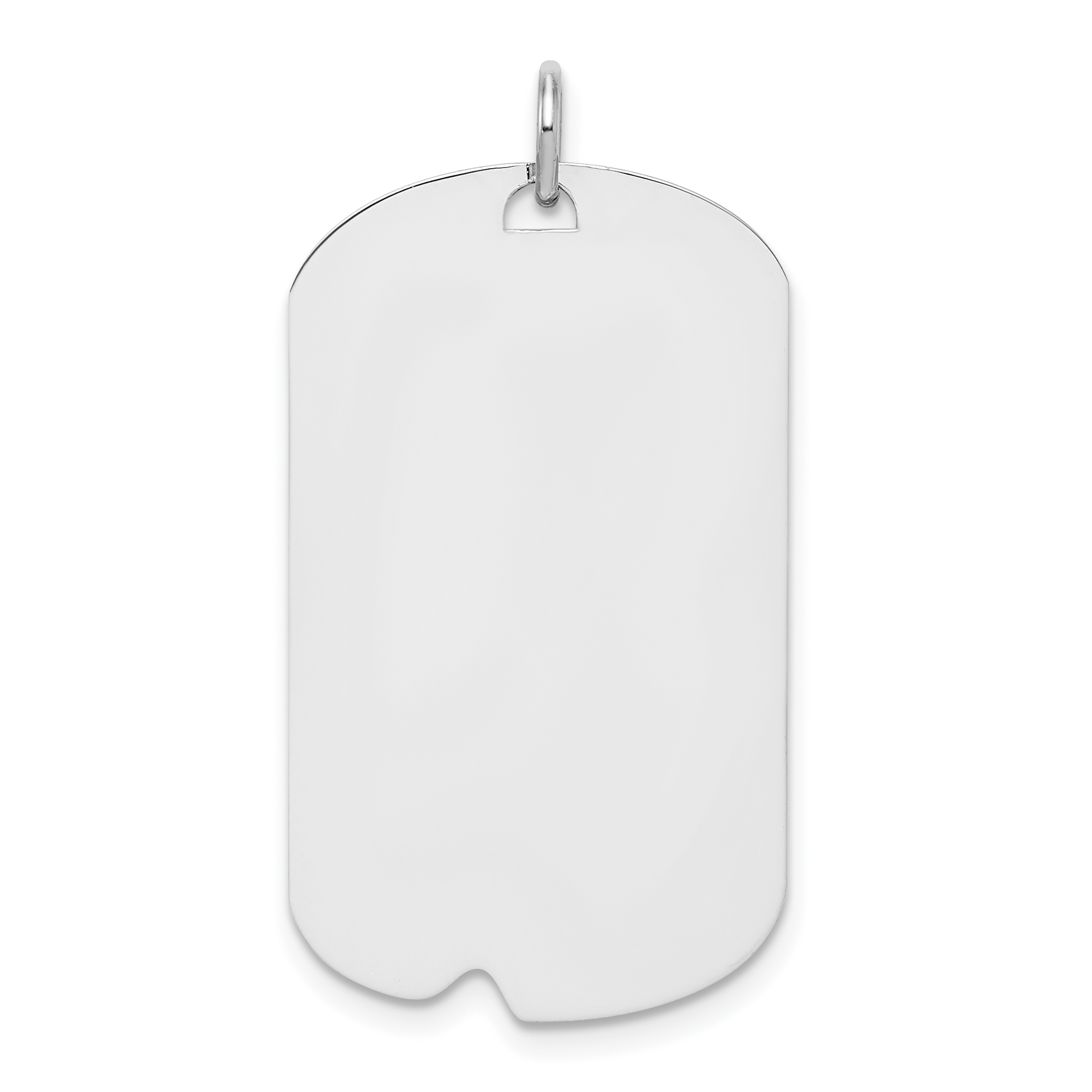 SS Rhodium-plated Polished Front/Satin Back Engravable Dog Tag (QC1390)