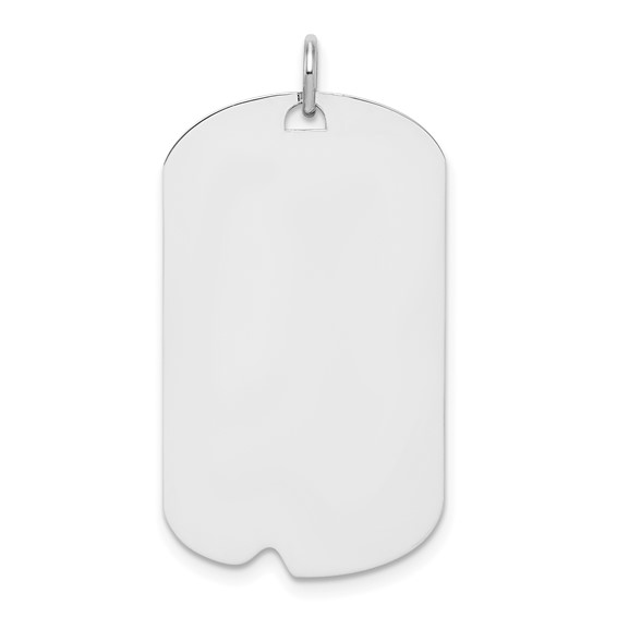 SSilver Rhodium-plated Polished Front/Satin Back Engravable Dog Tag