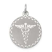 Sterling Silver Rhodium-plated Caduceus Disc view 1