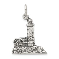 Sterling Silver Antiqued Lighthouse Charm view 1