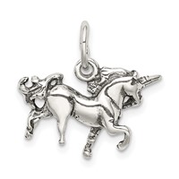 Sterling Silver Antiqued Unicorn Charm view 1