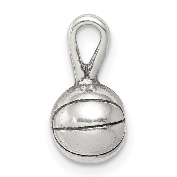 Sterling Silver Antiqued Basketball Charm
