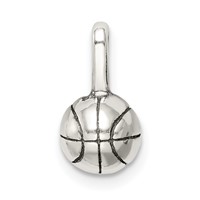 Sterling Silver Antiqued Basketball Charm view 4
