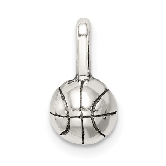 Sterling Silver Antiqued Basketball Charm