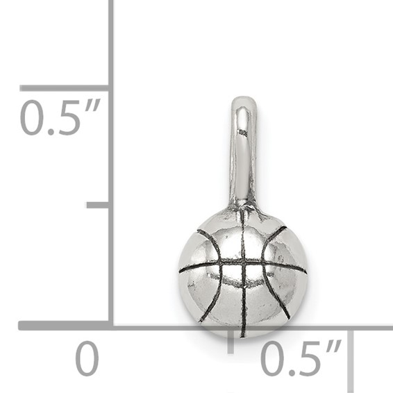 Sterling Silver Antiqued Basketball Charm