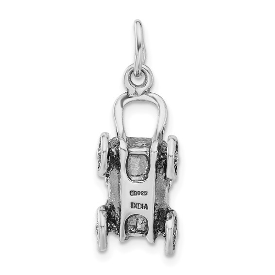 Sterling Silver 3-D Polished & Antiqued Baby Buggy Charm