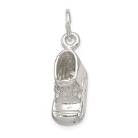 Sterling Silver Polished 3-D Baby Shoe Charm view 1