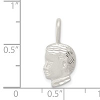 Sterling Silver Textured Boy Head Charm view 3
