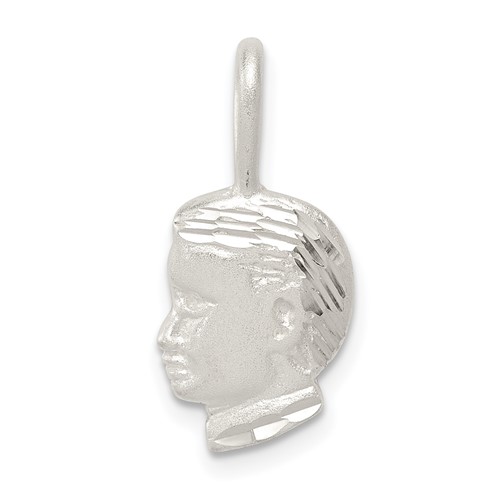 Sterling Silver Textured Boy Head Charm