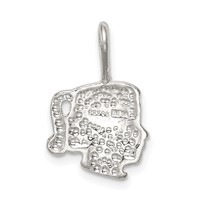 Sterling Silver Textured Girl Head Charm view 4