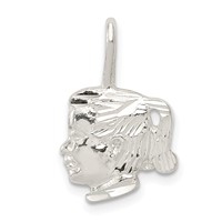 Sterling Silver Textured Girl Head Charm view 1