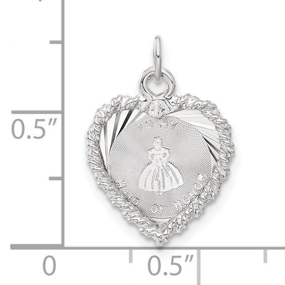 Sterling Silver D/C To My Maid of Honor Heart Disc Charm