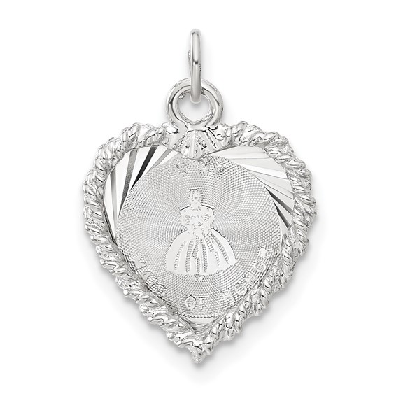 Sterling Silver D/C To My Maid of Honor Heart Disc Charm