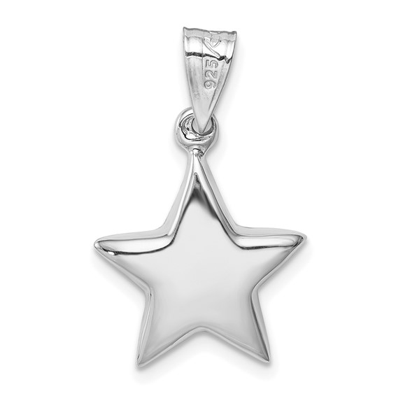 Sterling Silver Rhodium-plated Star Charm