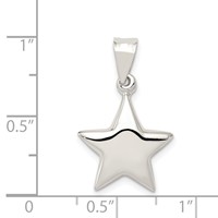 Sterling Silver Rhodium-plated Polished 3-D Star Charm view 3