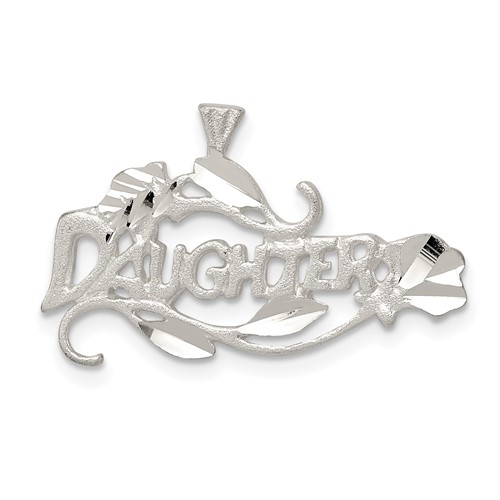 Sterling Silver Satin Diamond-cut Daughter Charm
