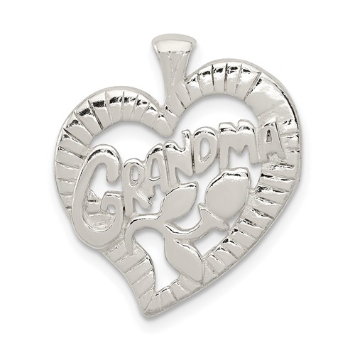 Sterling Silver Polished Grandma Heart Charm