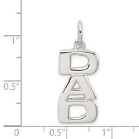 Sterling Silver Polished Dad Vertical Charm view 4