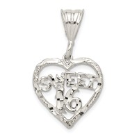 Sterling Silver Heart Sweet 16 Charm view 1