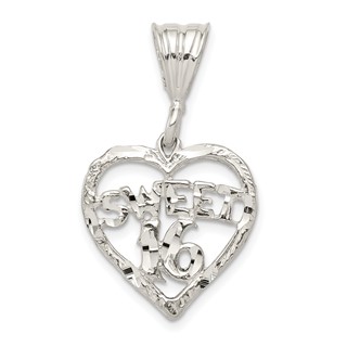 Sterling Silver HEART SWEET 16 Charm