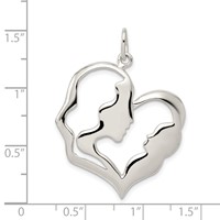 Sterling Silver Polished Mother and Baby Heart Pendant view 3