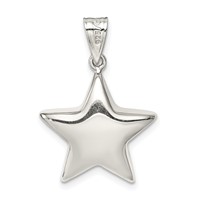 Sterling Silver Rhodium-plated Polished 3-D Star Charm view 4
