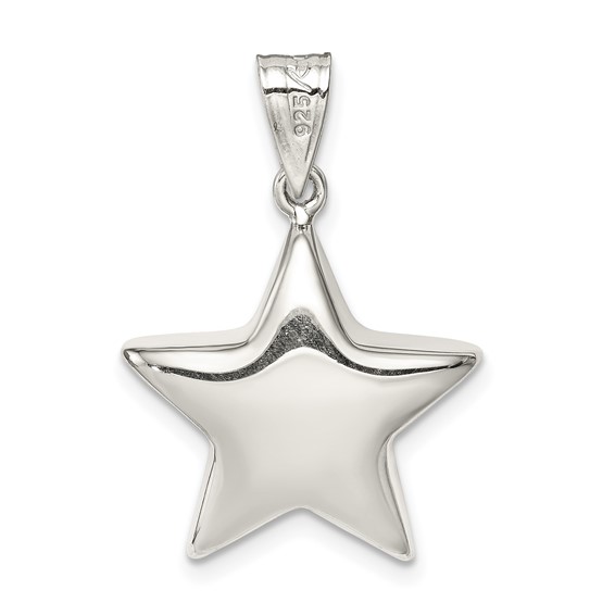 Sterling Silver Rhodium-plated Star Charm