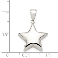 Sterling Silver Rhodium-plated Polished 3-D Star Charm view 3