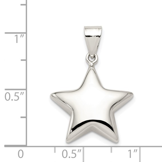 Sterling Silver Rhodium-plated Star Charm