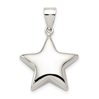 Sterling Silver Rhodium-plated Polished 3-D Star Charm view 1