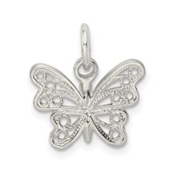 Sterling Silver Diamond-cut Filigree Butterfly Charm view 3