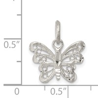 Sterling Silver Diamond-cut Filigree Butterfly Charm view 4