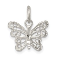 Sterling Silver Diamond-cut Filigree Butterfly Charm view 1