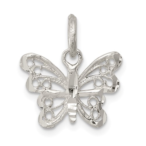Sterling Silver Diamond-cut Filigree Butterfly Charm