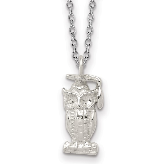 Sterling Silver Graduation Owl Necklace