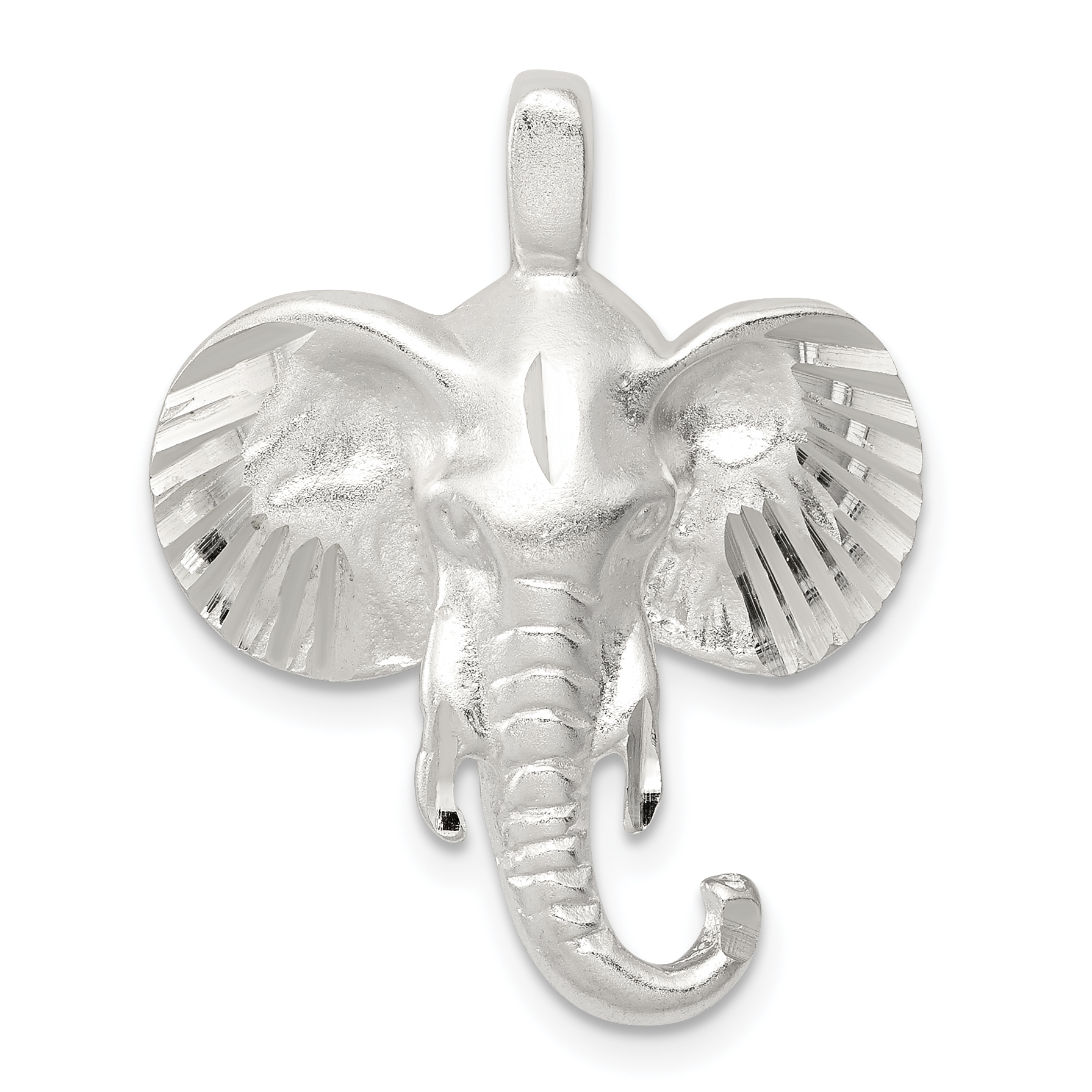 Sterling Silver Satin Elephant Head Charm (QC1769)