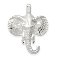 Sterling Silver Satin Elephant Head Charm view 1