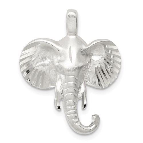 Sterling Silver Satin Elephant Head Charm