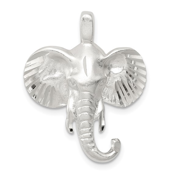 Sterling Silver Satin Elephant Head Charm