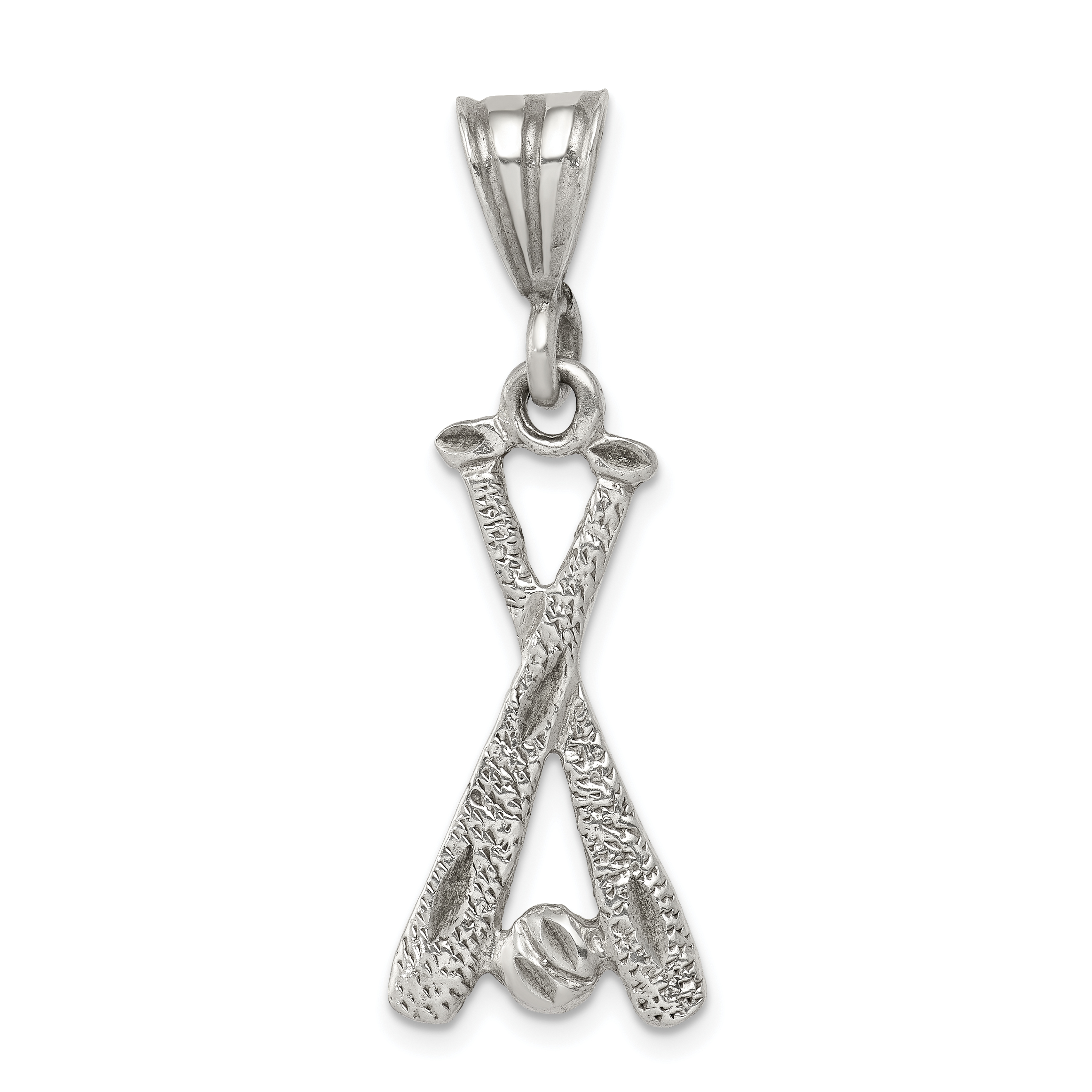 Sterling Silver Two Bats & a Ball Charm (QC1799)