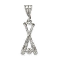Sterling Silver Two Bats & a Ball Charm view 1