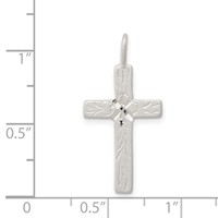 Sterling Silver Diamond-cut Cross Pendant view 3